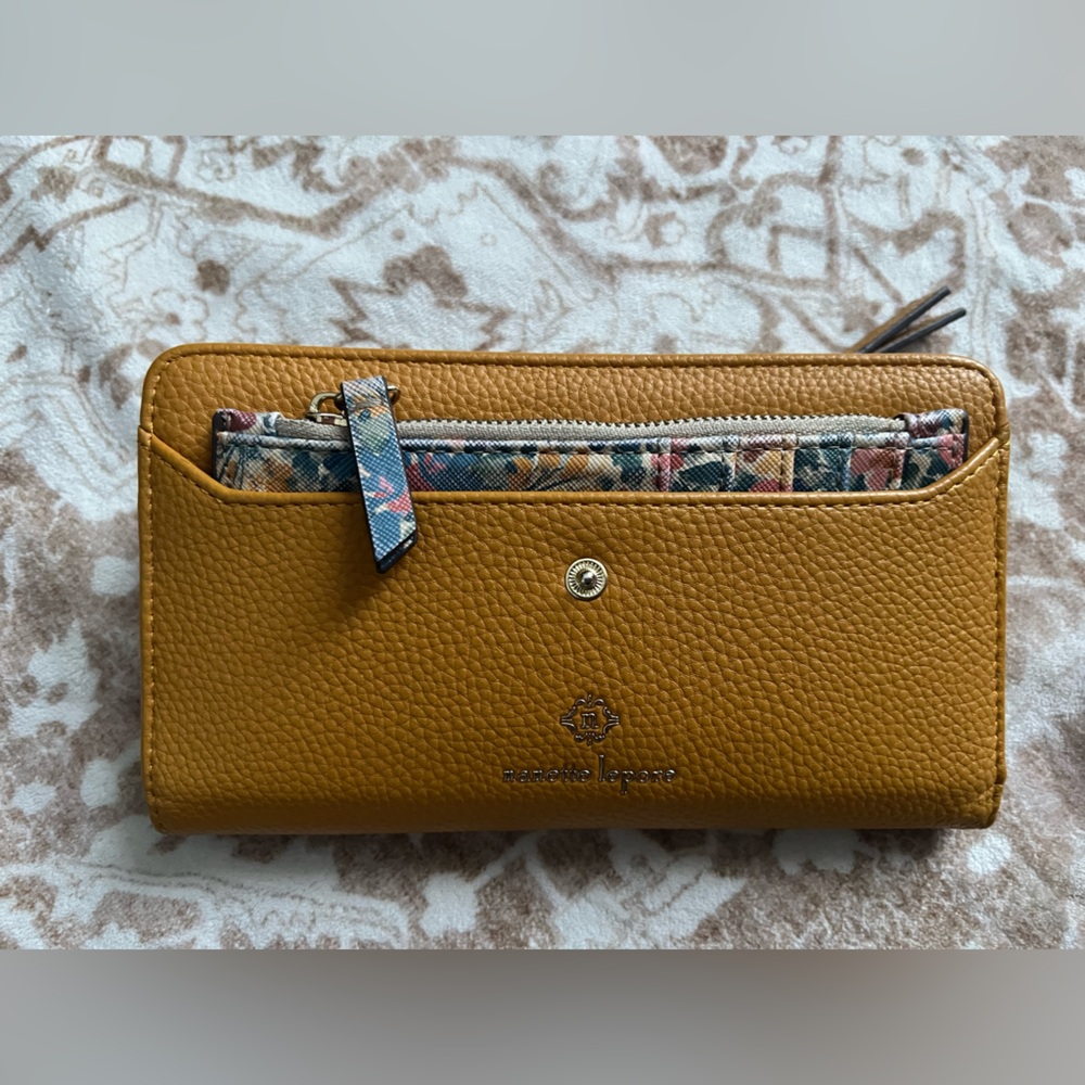 Coach Yellow Leather Wallet with Floral Accent